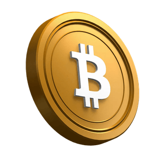 Nakloněná mince Bitcoin BTC použitá jako grafický prvek v sekci hero